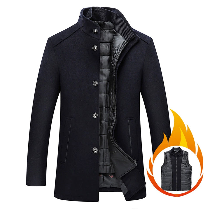 Men's Stand Collar Coat | Long Winter Overcoat