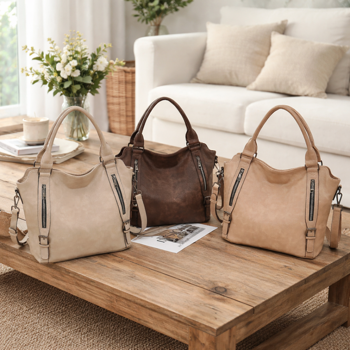 Women's hobo tote bag in faux leather with detachable crossbody strap
