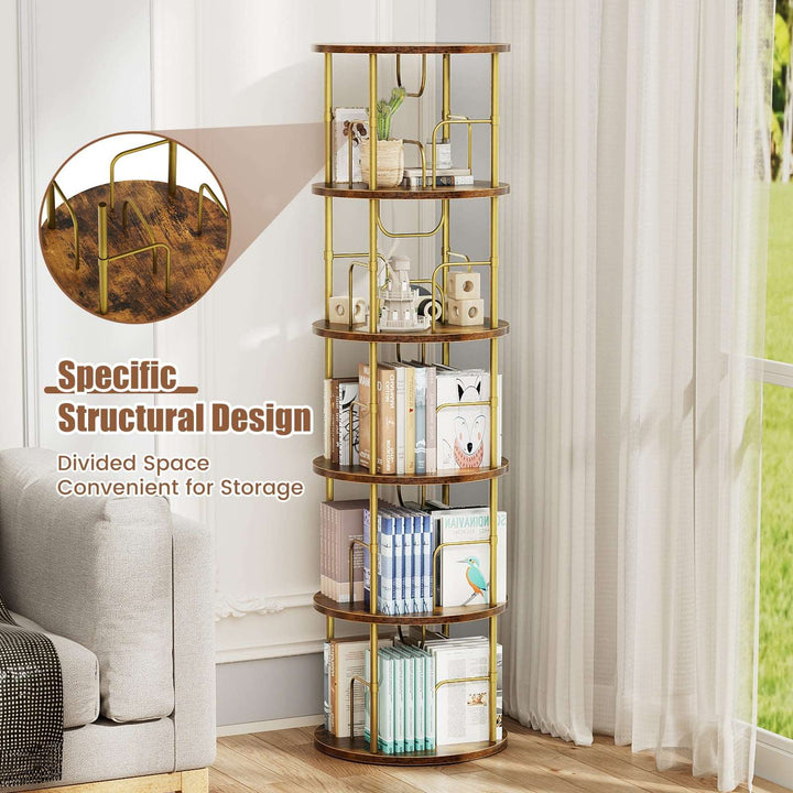 3–5 Tier Rotating Bookshelf Tower with 360° Spinning Display