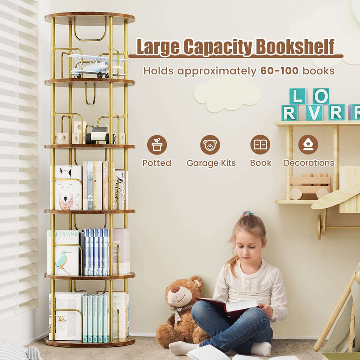 3–5 Tier Rotating Bookshelf Tower with 360° Spinning Display