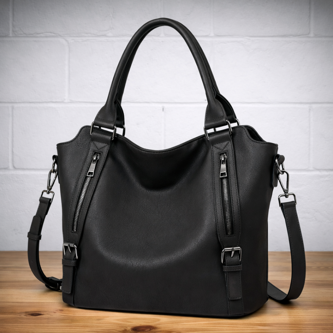 Large hobo bag back view showing adjustable crossbody strap