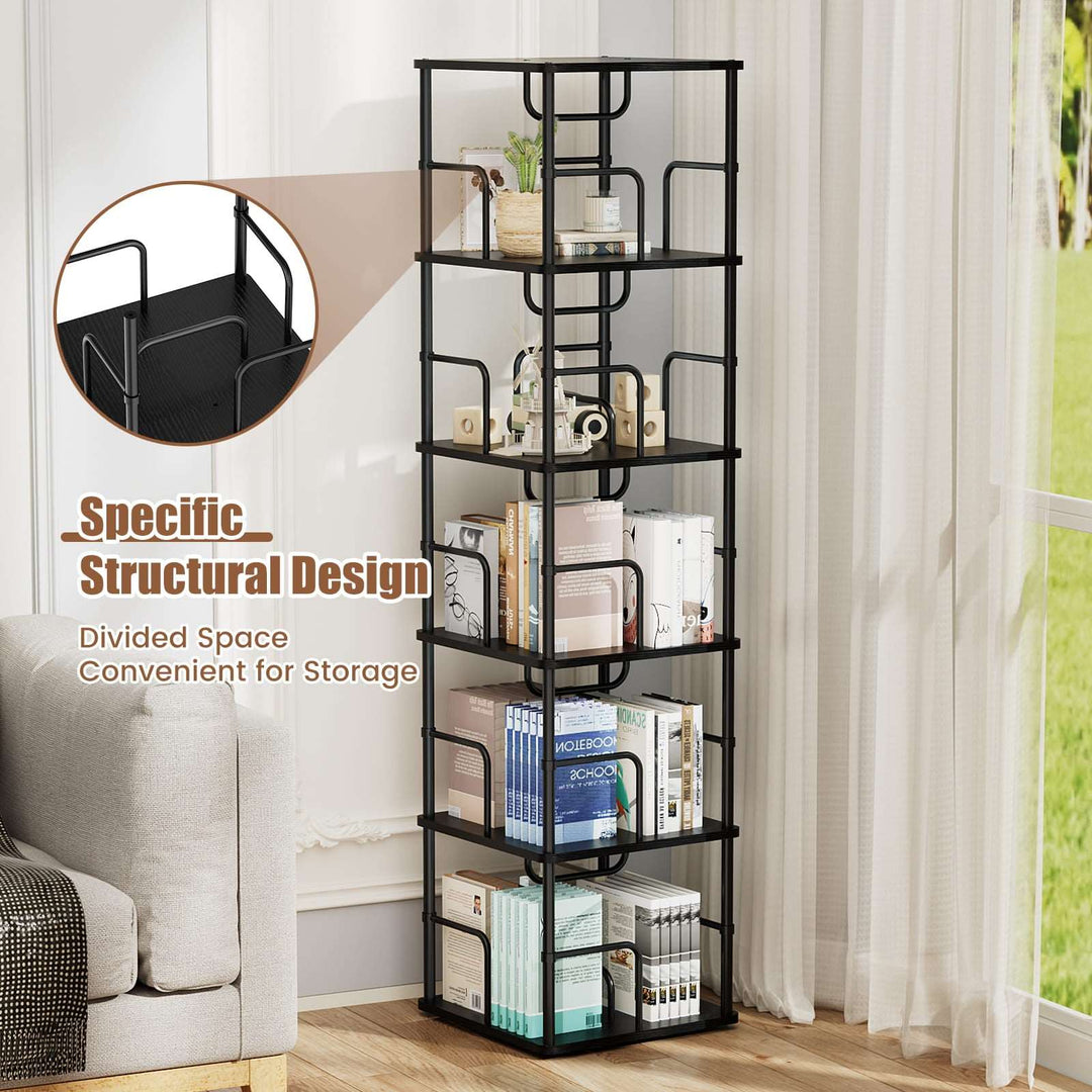 3–5 Tier Rotating Bookshelf Tower with 360° Spinning Display