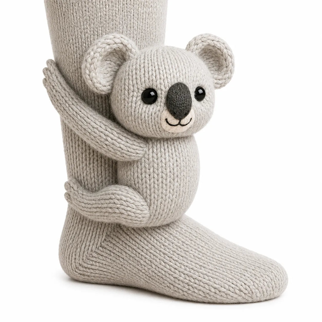 Cute animal knit socks set with 3D stuffed characters, home wear