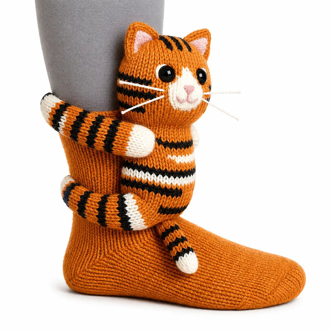 Animal floor socks with 3D character details, holiday gift set
