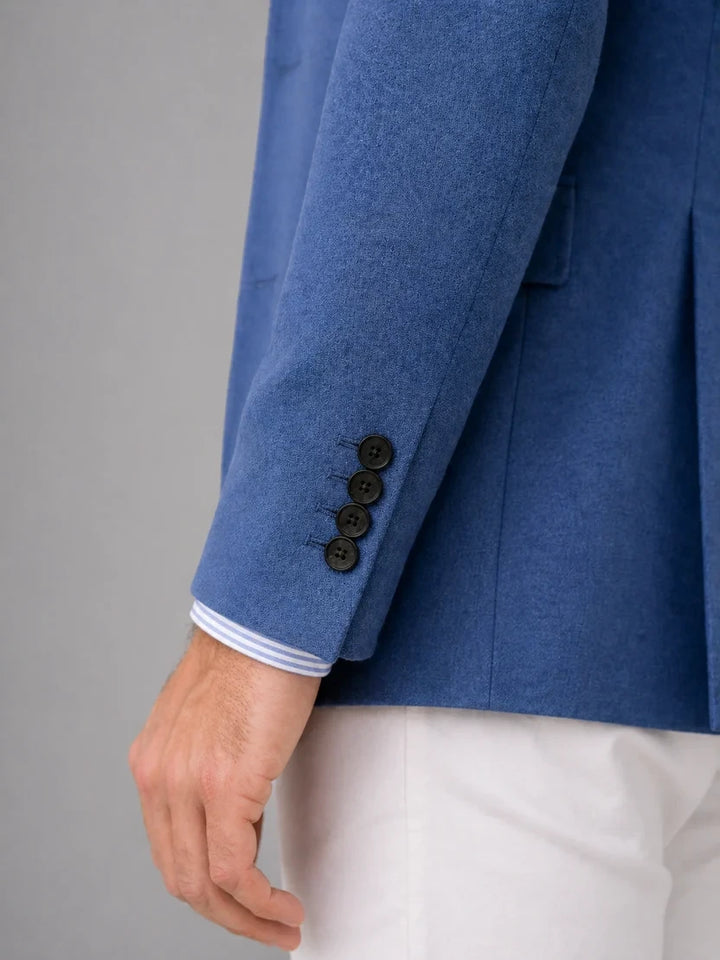 Men's knit blazer in black, notch lapel two-button front