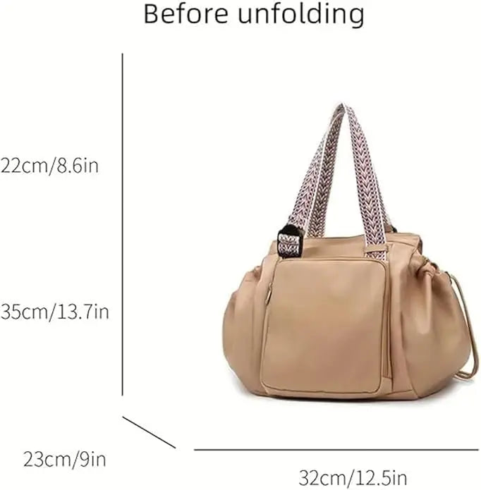 Side view with measurements: 32 cm wide, 35 cm high, 23 cm deep, 22 cm handle drop