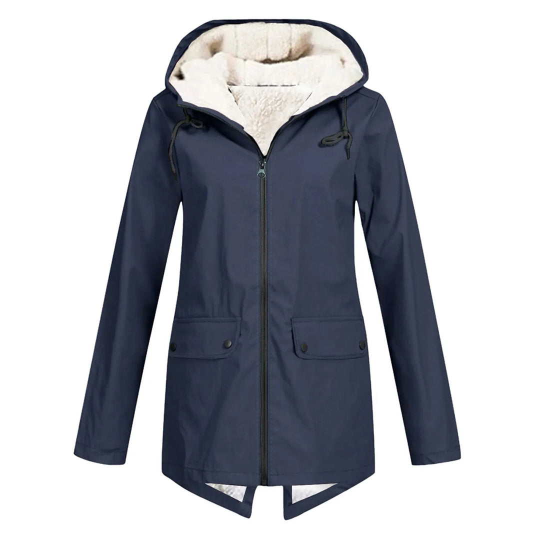 Women's windbreaker jacket with fishtail hem, back view