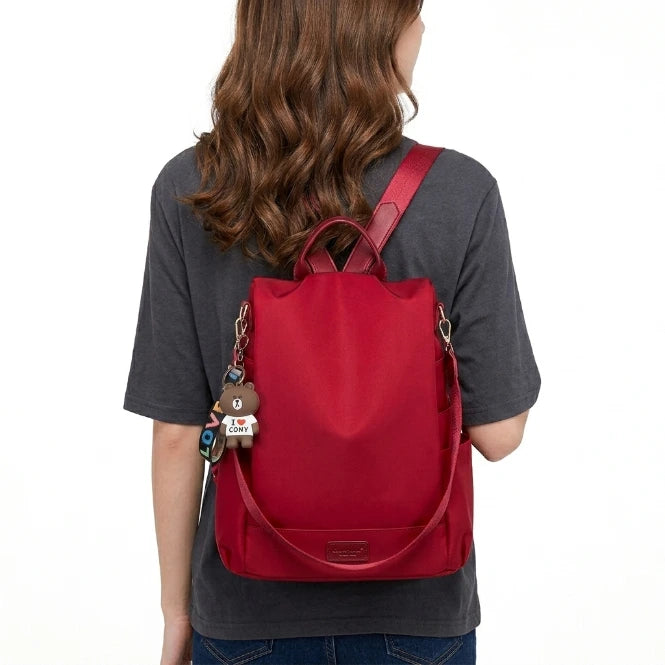 Anti-theft waterproof backpack — red