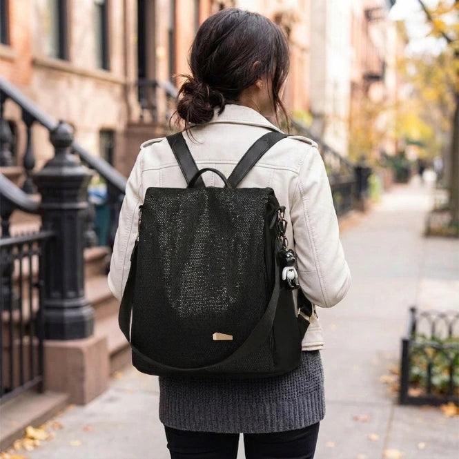 Anti-theft waterproof backpack — black sequin