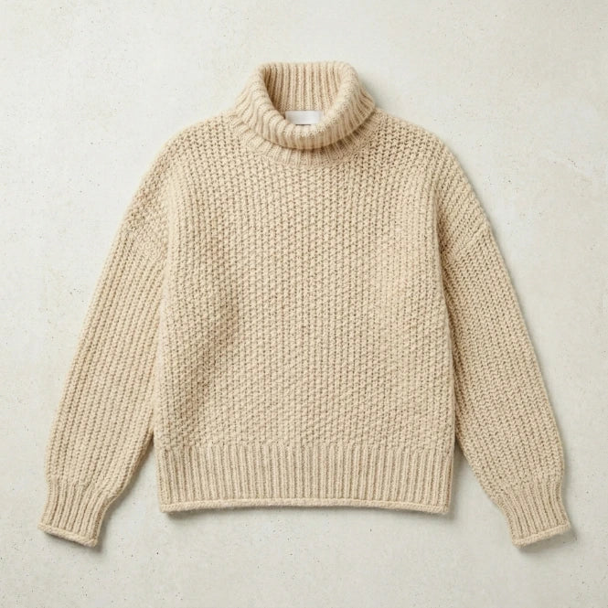 Chunky cable knit sweater — relaxed oversized fit, navy blue
