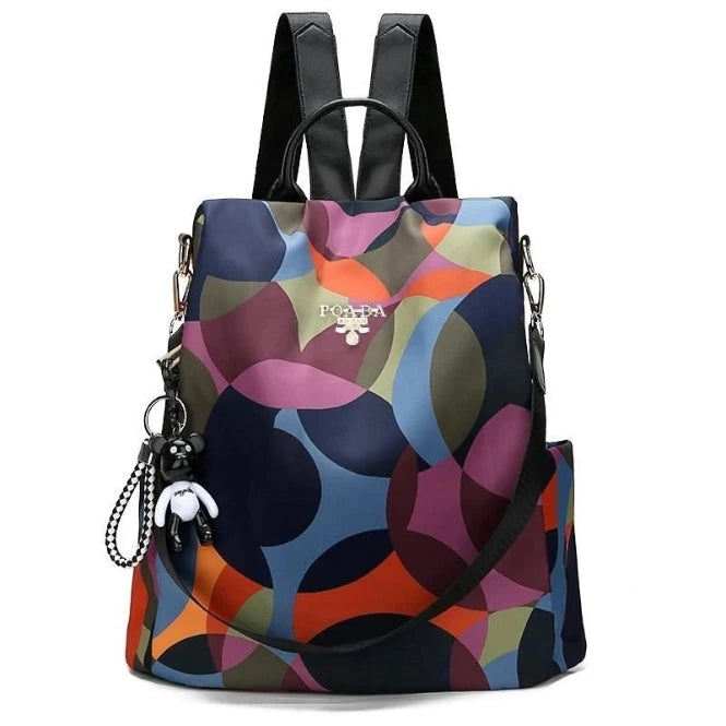 Anti-theft waterproof backpack — multicolor circular print