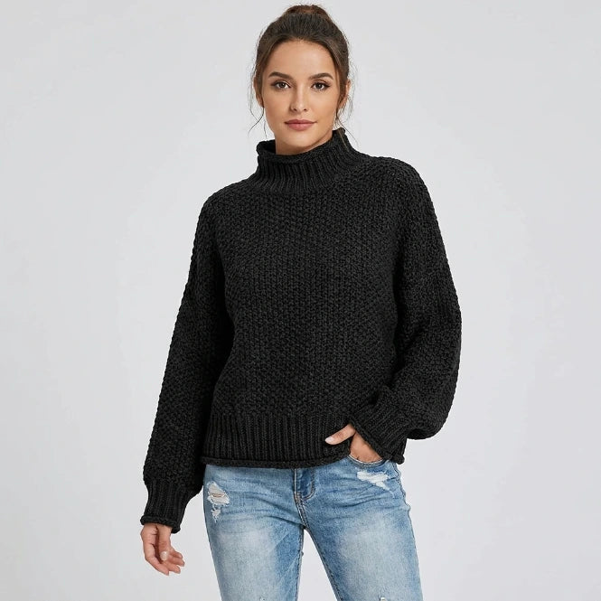 Women's oversized chunky knit sweater — seed-stitch texture detail