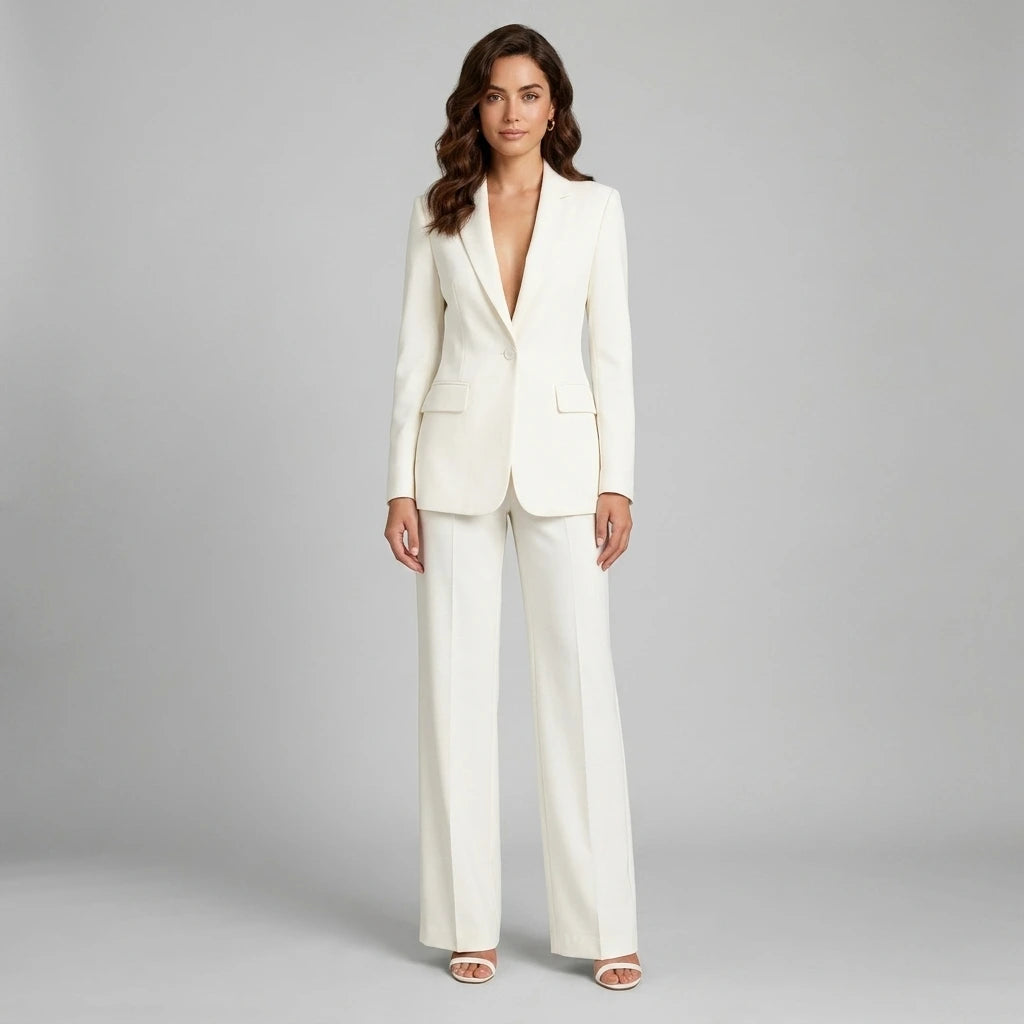 Women's blazer and pants set, tailored two-piece front model view