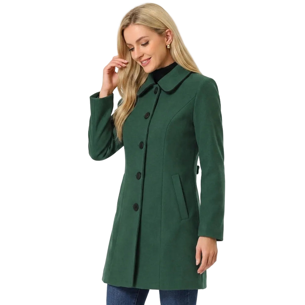 Women's fitted pea coat in beige, front view