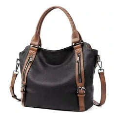 Marcella tote bag top handle and wide zip opening close-up