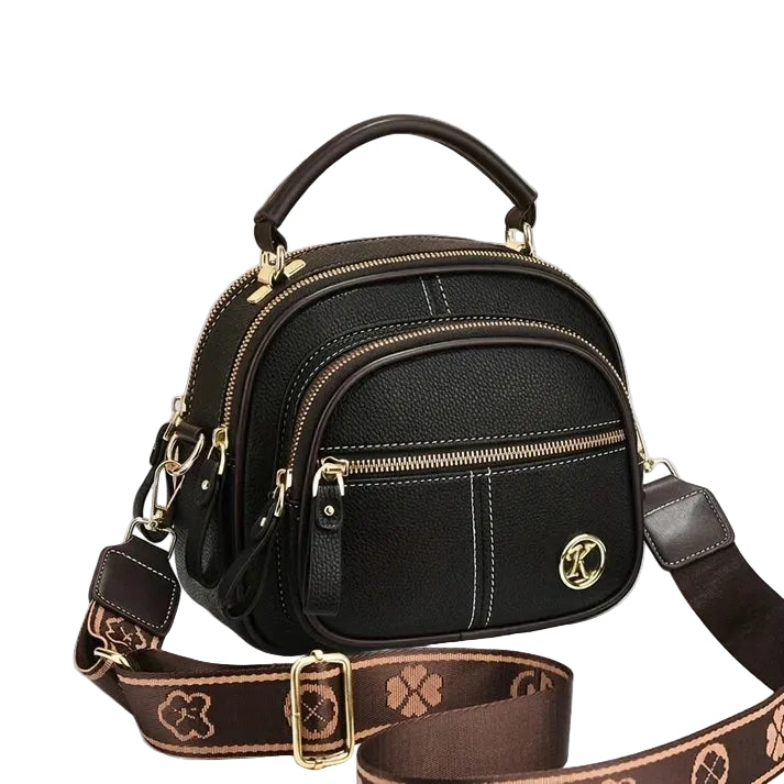 PU leather crossbody bag with multiple compartments, detail view