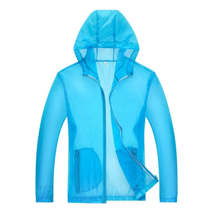 Men's hooded windbreaker rain jacket, bright green, back view