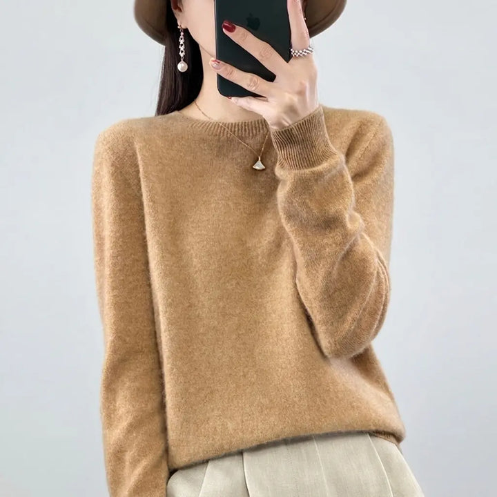 Cashmere pullover women — relaxed crewneck cashmere sweater full view