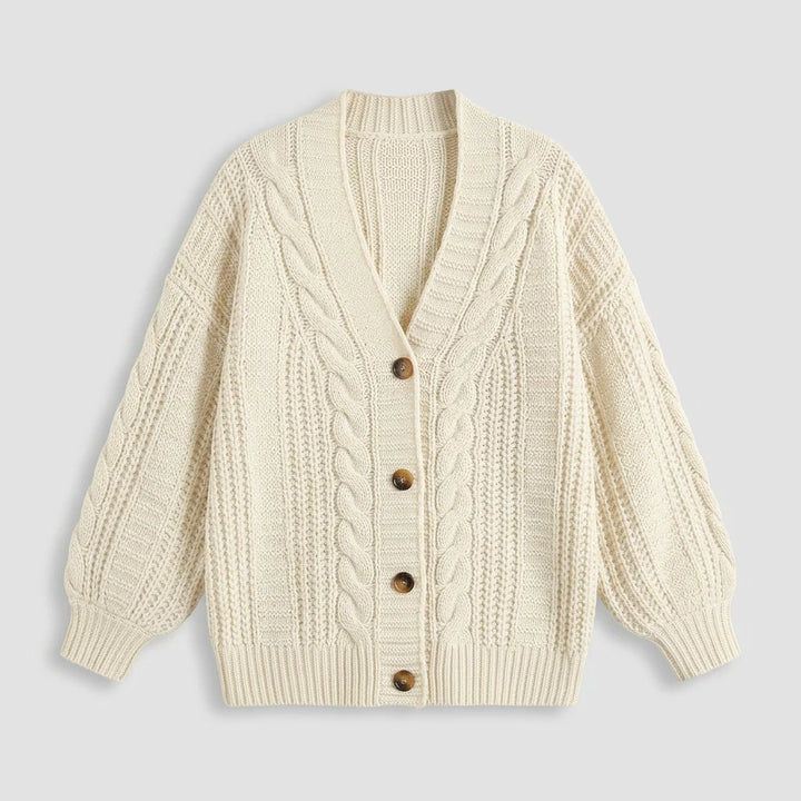 Women's oversized cardigan sweater flat lay in black